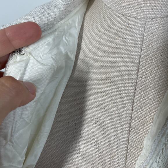 Vintage 60s 70s Jacket Lace Linen Women S Beige Mod Boho Summer Resort - Picture 4 of 12
